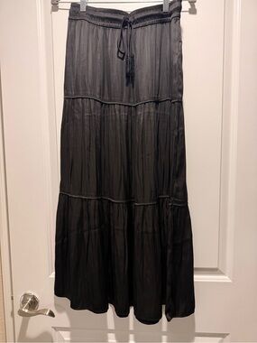 Joie Black Tiered Maxi Skirt with Drawstring Waist